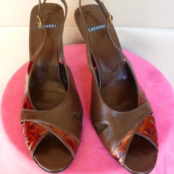 CASADEI ITALY LEATHER GENUINE CROCODILE SLINGBACKS - Picture 9 of 13